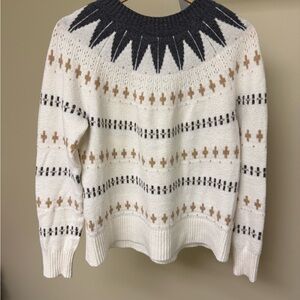 Banana Republic Fair Isle Sweater Small Ivory Gray Nordic Pullover